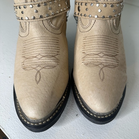 Shyanne Tan Slouchy Harness Cowboy Boots Women’s Size 7 – Western Moto Style - Picture 3 of 9